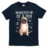 Funny Anatomy Pug Dog Pug Lover T-Shirt - Navy Blue