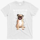 Funny Anatomy Pug Dog Pug Lover T-Shirt - White