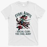 Feral Aunts Social Club The Cool Aunt Pregnancy Raccoon Gift T-Shirt - White