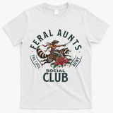 Feral Aunts Social Club The Cool Aunt Pregnancy Raccoon T-Shirt - White