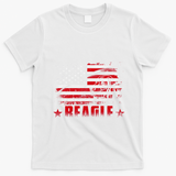 Funny Beagle American Flag Dog Dad Dog Mom T-Shirt - White