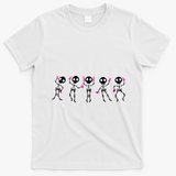 Funny Breast Cancer Awareness Dancing Halloween Skeletons T-Shirt - White