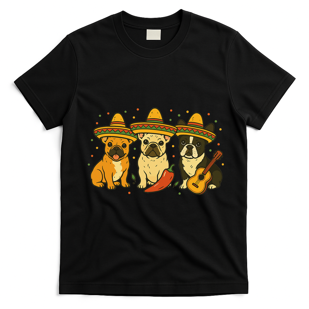 French Bulldog Cinco De Mayo Frenchie T-Shirt - Black