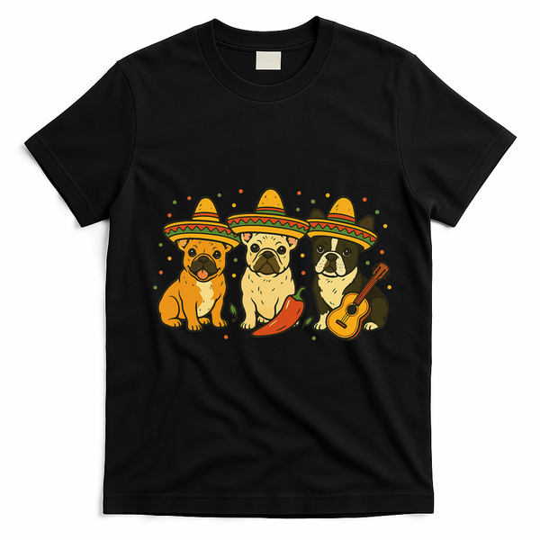 French Bulldog Cinco De Mayo Frenchie T-Shirt - Black