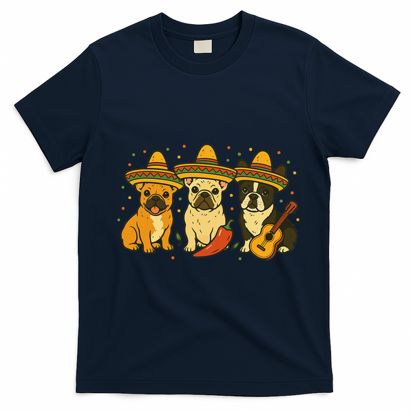 French Bulldog Cinco De Mayo Frenchie T-Shirt - Navy Blue
