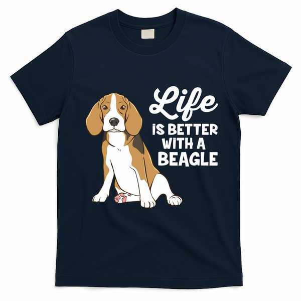 Funny Beagle Dog Life Is Better With A Beagle T-Shirt - Navy Blue