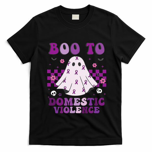 funny Boo Domestic Violence Awareness T-Shirt - Black