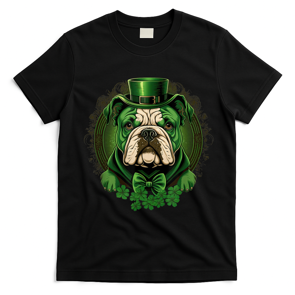 Funny Bulldog Dog St Patricks Day Irish Saint Patrick Day T-Shirt - Black