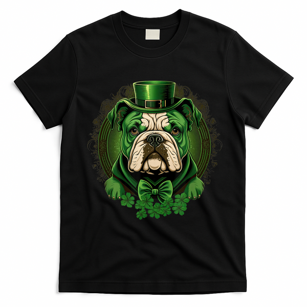 Funny Bulldog Dog St Patricks Day Irish Saint Patrick Day T-Shirt - Black