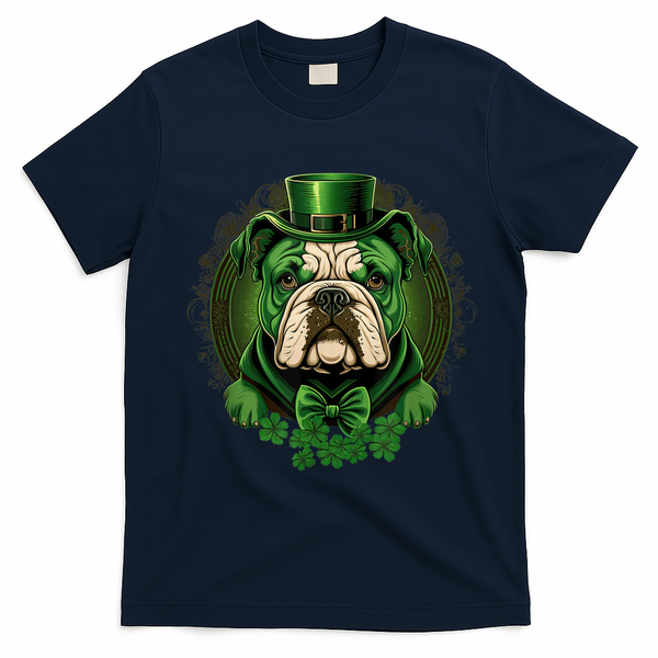 Funny Bulldog Dog St Patricks Day Irish Saint Patrick Day T-Shirt - Navy Blue