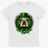 Funny Bulldog Dog St Patricks Day Irish Saint Patrick Day T-Shirt - White