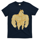 Funny Buff Doge Chiba Dog Gym meme Funny Swole Doge T-Shirt - Navy Blue