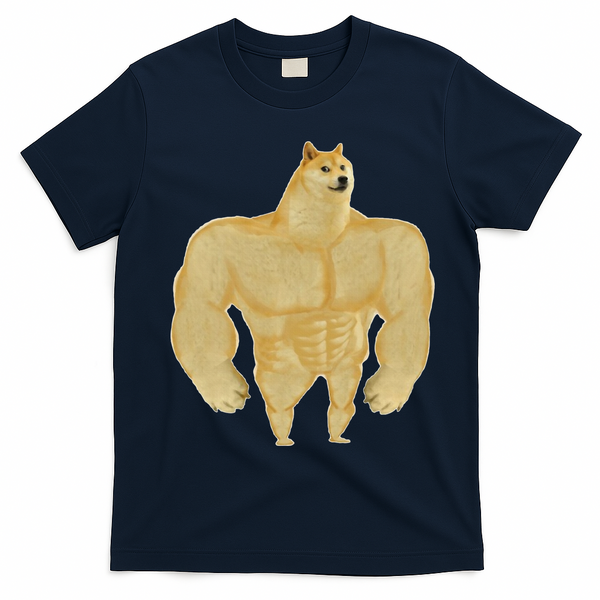 Funny Buff Doge Chiba Dog Gym meme Funny Swole Doge T-Shirt - Navy Blue