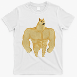 Funny Buff Doge Chiba Dog Gym meme Funny Swole Doge T-Shirt - White