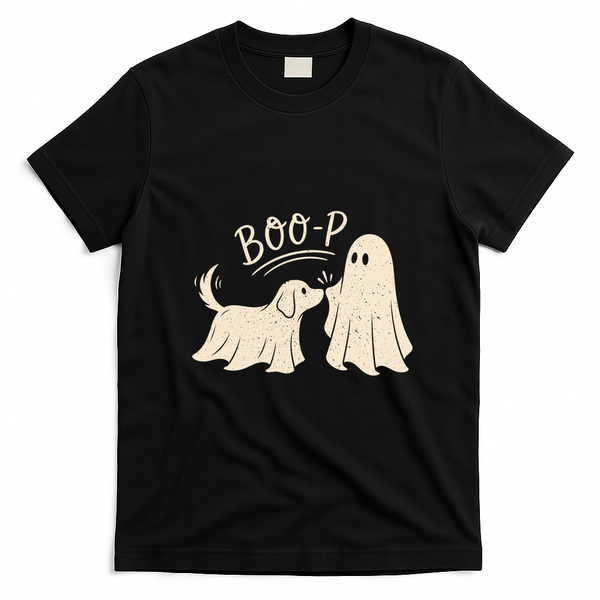 Funny Boop Dog Ghost Halloween Cute Boo T-Shirt - Black