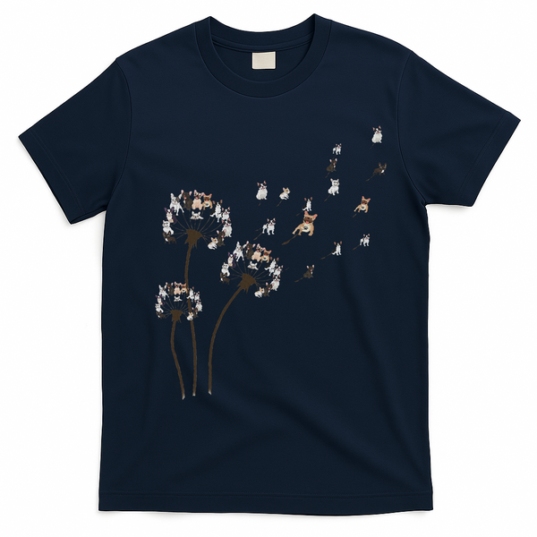 French Bulldog Flower Fly Dandelion Funny Dog Lovers T-Shirt - Navy Blue