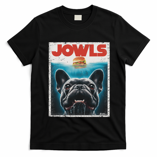 Funny Black French Bulldog Jowls Top Frenchie Mom Dog Dad T-Shirt - Black