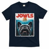 Funny Black French Bulldog Jowls Top Frenchie Mom Dog Dad T-Shirt - Navy Blue