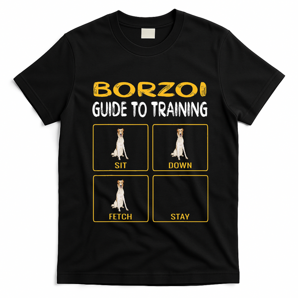 Funny Borzoi Guide To Training Dog Obedience T-Shirt - Black