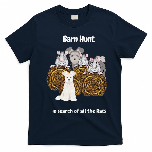 Funny Barn Hunt In Search Of Rats With A Pumi Dog T-Shirt - Navy Blue