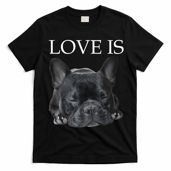 French Bulldog Love Is Cute Frenchie Dog Mom Gifts T-Shirt - Black