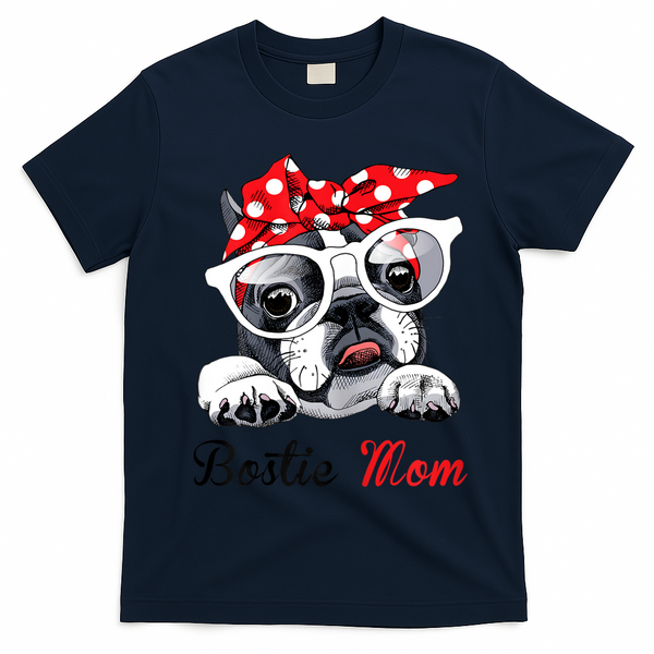 Funny Bostie Mom For Boston Terrier Dogs Lovers T-Shirt - Navy Blue