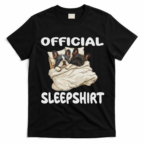 French Bulldog Sleep Pajamas Nightgown T-Shirt - Black
