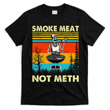 Funny BBQ Skeleton With A Hot Dog Smoke Meat Not Meth Master T-Shirt - Black