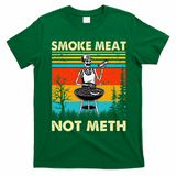 Funny BBQ Skeleton With A Hot Dog Smoke Meat Not Meth Master T-Shirt - Irish Green