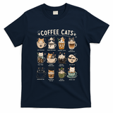 Funny Coffee Cats Cute Cat Themed Beverage T-Shirt - Navy Blue
