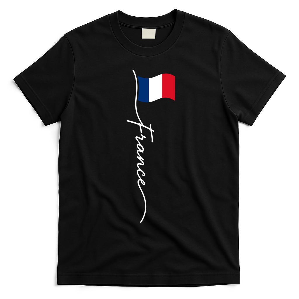 French Culture Classic France Signature Flag T-Shirt - Black