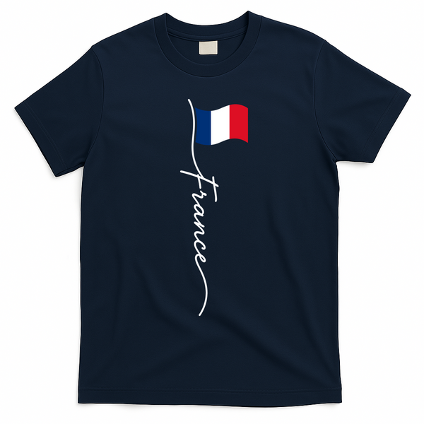 French Culture Classic France Signature Flag T-Shirt - Navy Blue