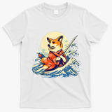 Funny Corgi Dog Japanese Grand Wave Ukiyoe Art Samurai Ninja T-Shirt - White