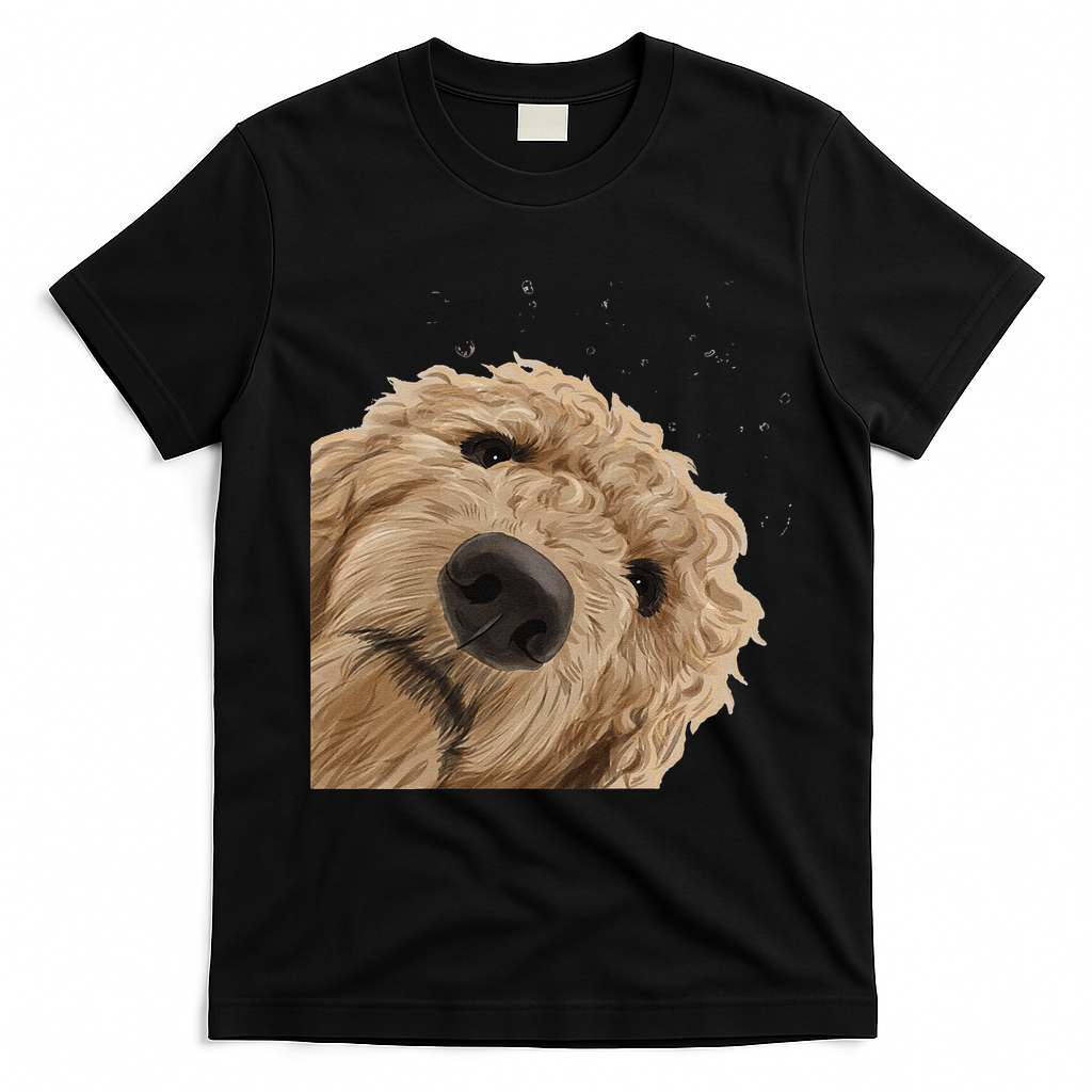 Funny Curious Dog Labradoodle T-Shirt - Black