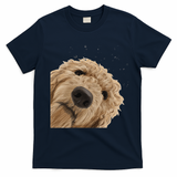 Funny Curious Dog Labradoodle T-Shirt - Navy Blue