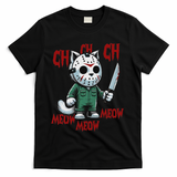 Funny Cat Horror Movies Cute Halloween For Cat Kitty Lovers T-Shirt - Black