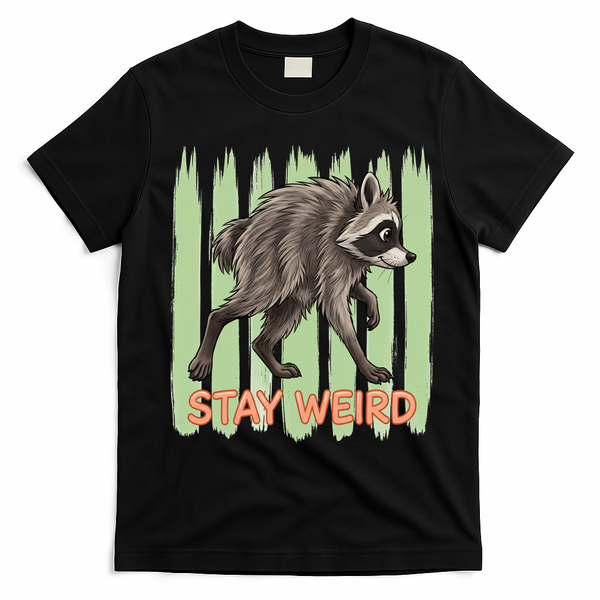 Funny Cute Jimothy The Raccoon Stay Weird T-Shirt - Black