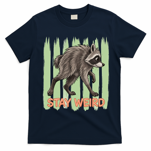 Funny Cute Jimothy The Raccoon Stay Weird T-Shirt - Navy Blue