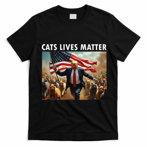 Funny Cat Lives Matter Pres Election 2024 Cats Dogs Pets Gift T-Shirt - Black