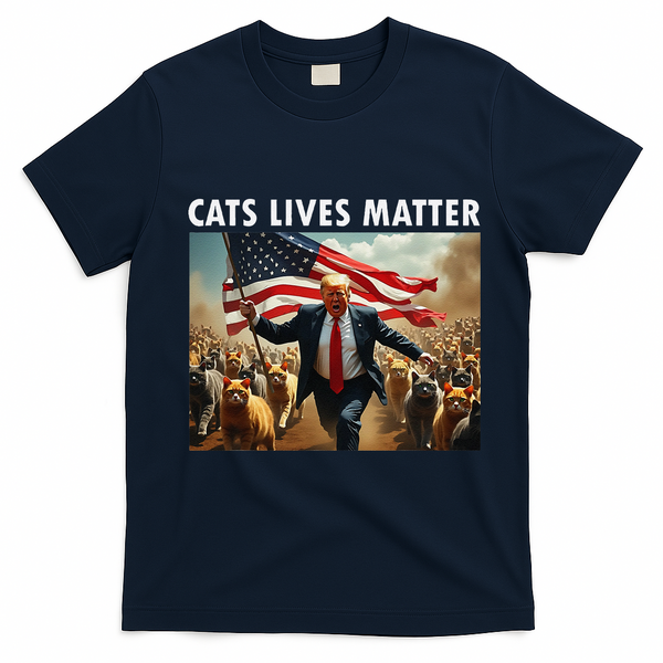 Funny Cat Lives Matter Pres Election 2024 Cats Dogs Pets Gift T-Shirt - Navy Blue