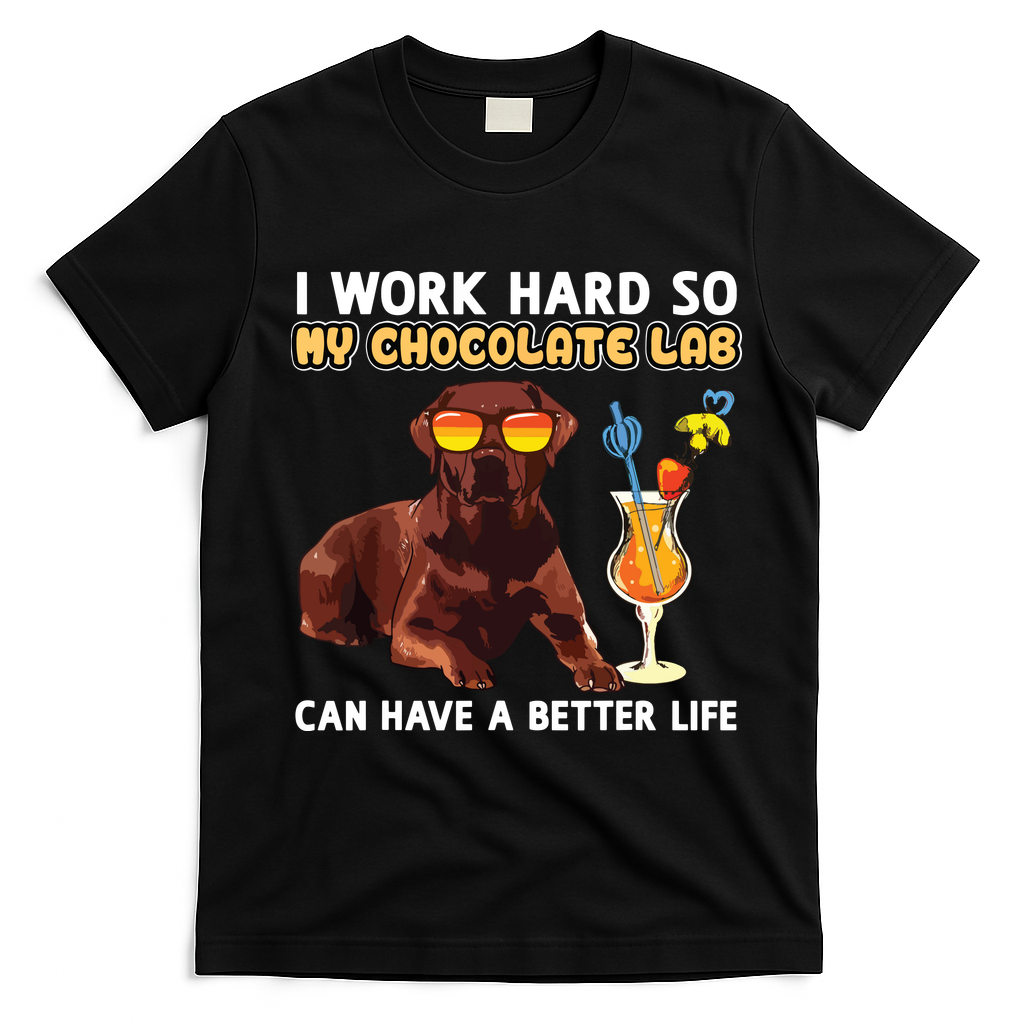 Funny Chocolate Lab Design Chocolate Labrador Lovers T-Shirt - Black