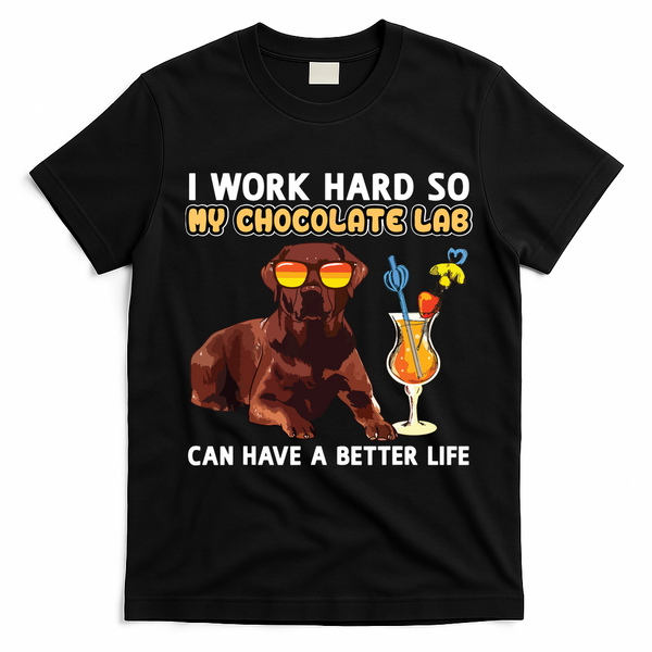 Funny Chocolate Lab Design Chocolate Labrador Lovers T-Shirt - Black