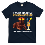 Funny Chocolate Lab Design Chocolate Labrador Lovers T-Shirt - Navy Blue