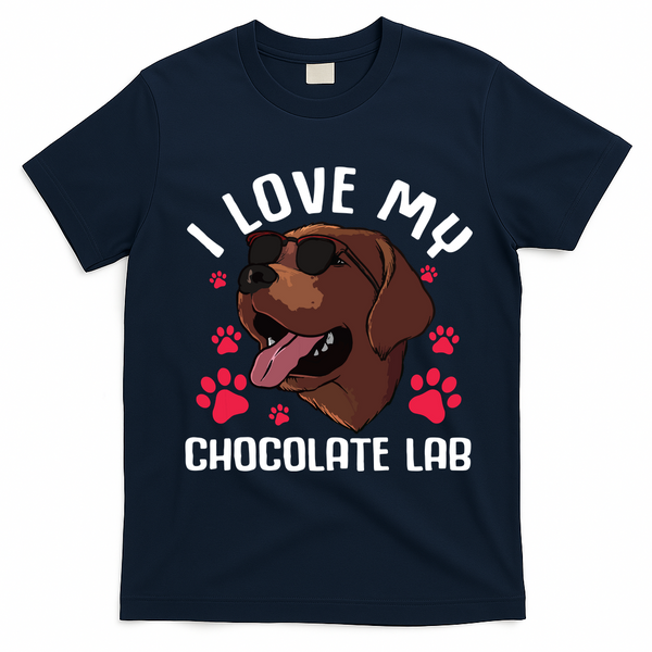 Funny Chocolate Labrador Retriever Gift Men Women Lab Lover T-Shirt - Navy Blue
