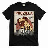 Funny Cute Pet Pajama Pug Dog Outfit Pugzilla T-Shirt - Black