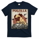 Funny Cute Pet Pajama Pug Dog Outfit Pugzilla T-Shirt - Navy Blue