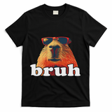 Funny Capybara Sunglasses Bruh T-Shirt - Black