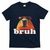 Funny Capybara Sunglasses Bruh T-Shirt - Navy