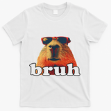 Funny Capybara Sunglasses Bruh T-Shirt - White