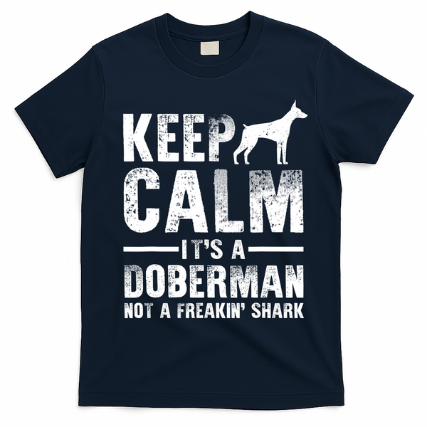 Funny Doberman Art Doberman Pinscher Dog Walker T-Shirt - Navy Blue